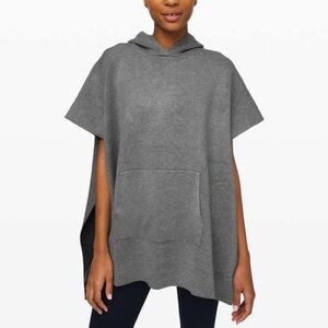 Lululemon All In A Day Hooded Poncho Grey Cashmere Wool Blend One Size
